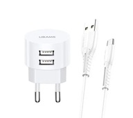 Síťová nabíječka USAMS T20 2x USB + kabel microUSB Bílá