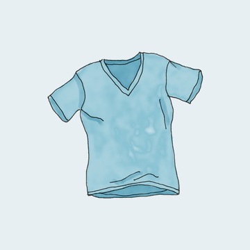 T-shirt z dekoltem w kształcie litery V – niebieski