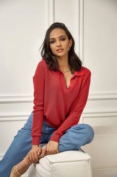 Ażurowy sweter [Kolor czerwony]